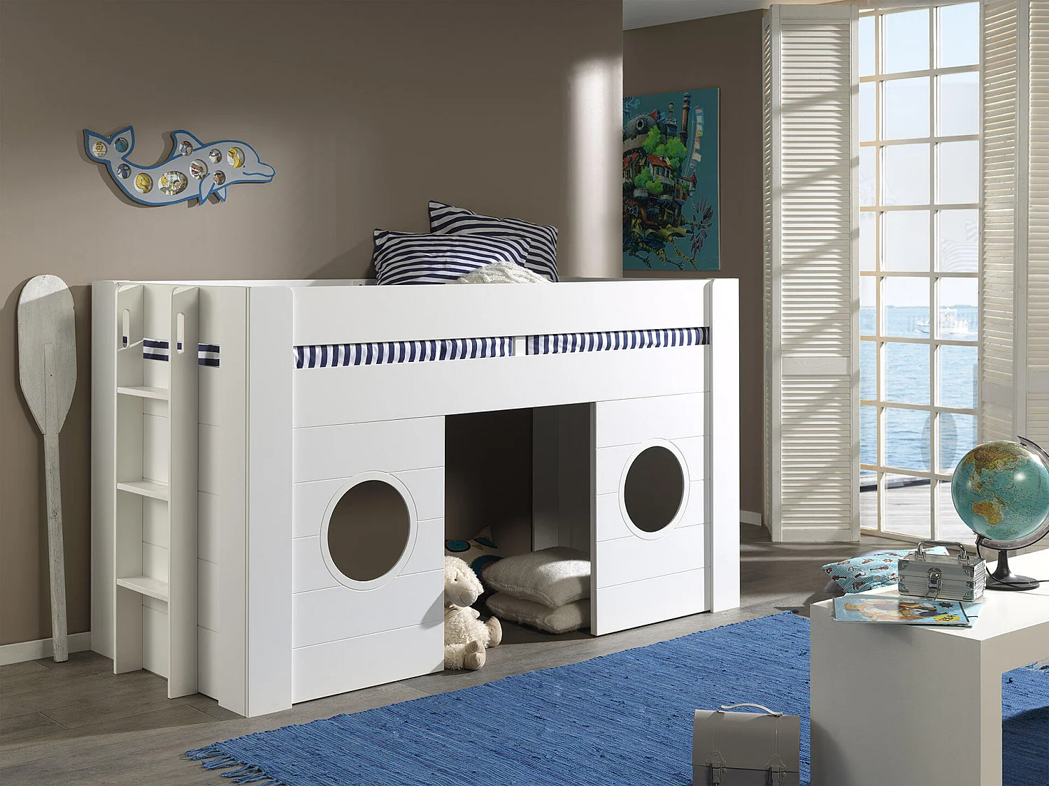 Lit Mezzanine FREYA LB005 96x214x121 Blanc