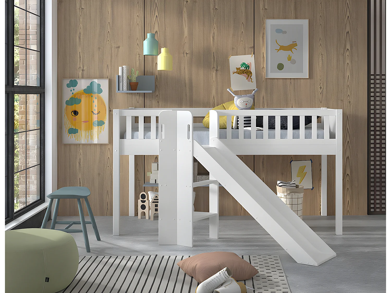 Letto A Soppalco SCOTT LB005 204x208x114 Bianco