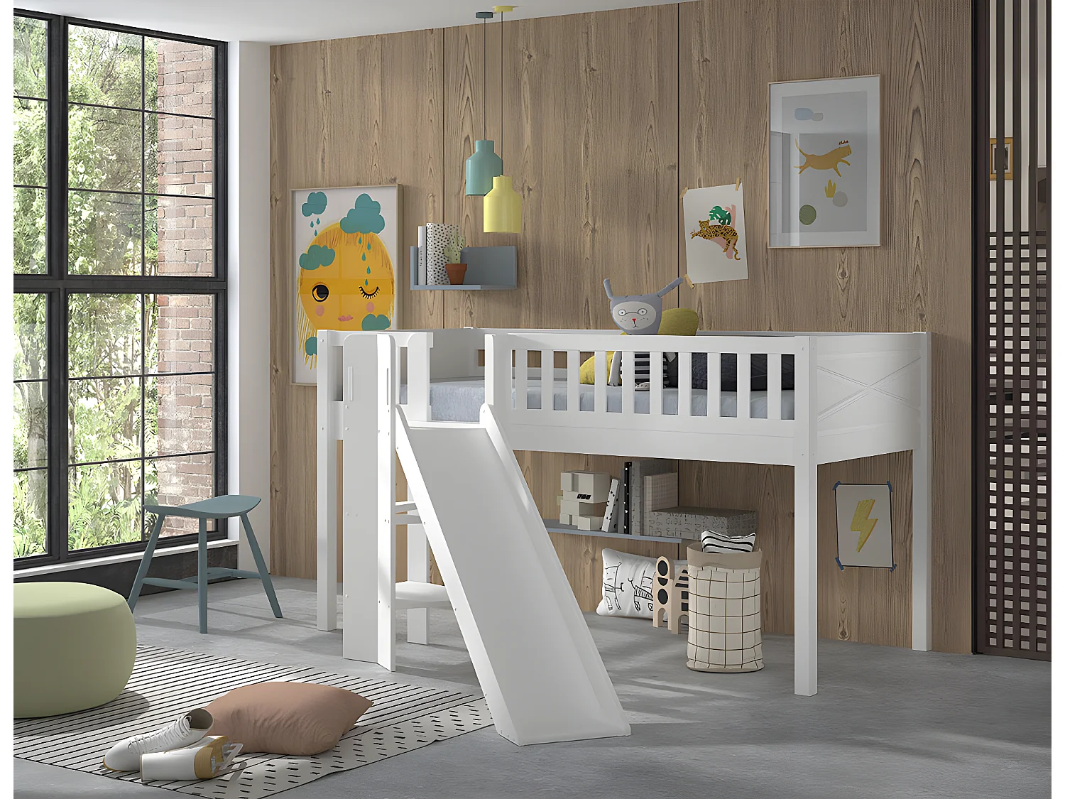 Lit Mezzanine SCOTT LB005 204x208x114 Blanc