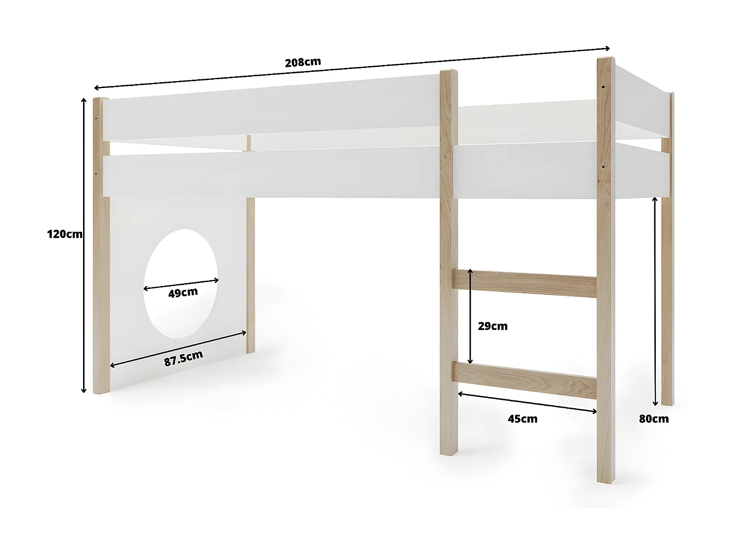 Cama loft GROTT LB005 90x200 cm Branco