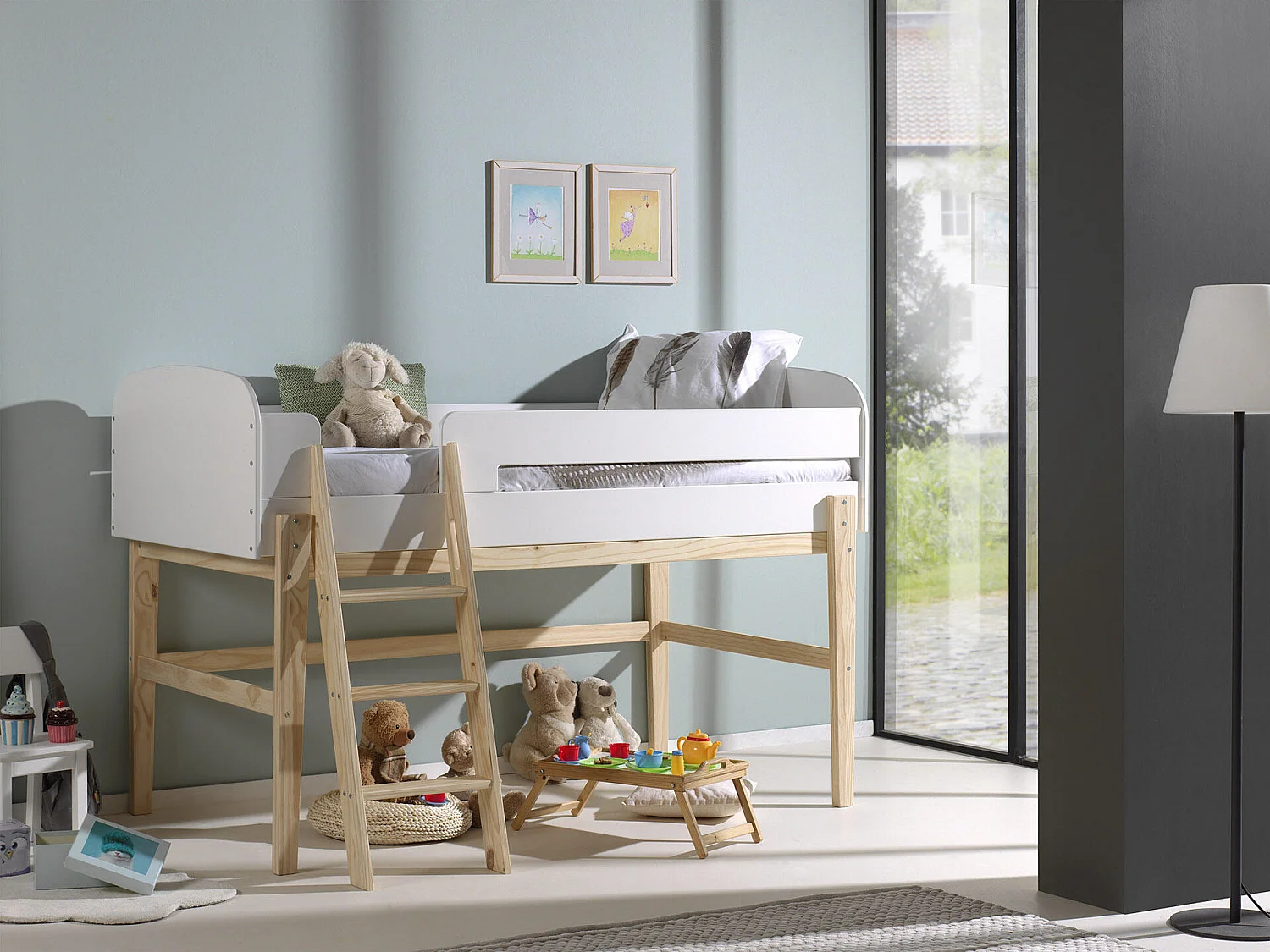 Cama loft KIDDY LB005 90x200 cm Branco
