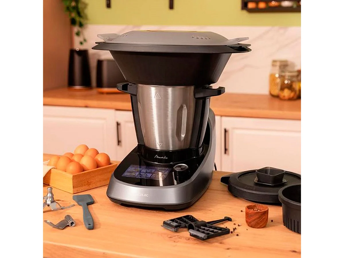 Cecotec Robot de cozinha com 37 funções, TFT, APP, balança e jarro de aço inoxidável apta para máquina da louça.