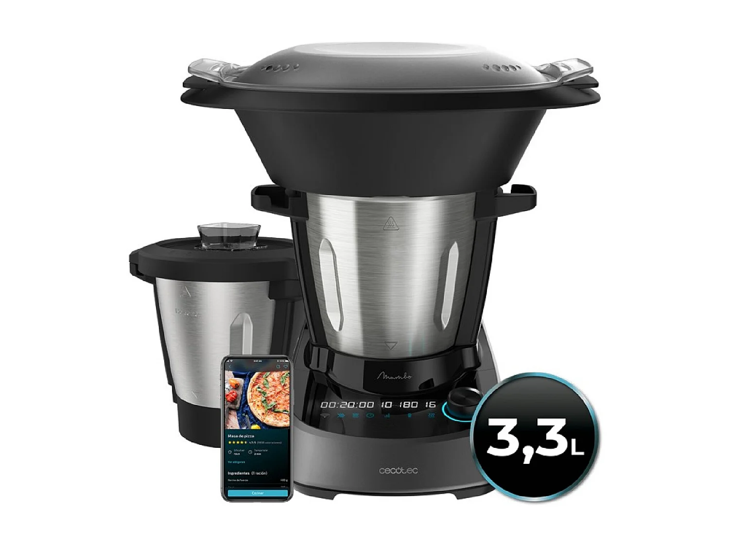 Robot de cocina Cecotec Mambo 11090 Habana 1600W 3,3L 37 funciones control WiFi inox