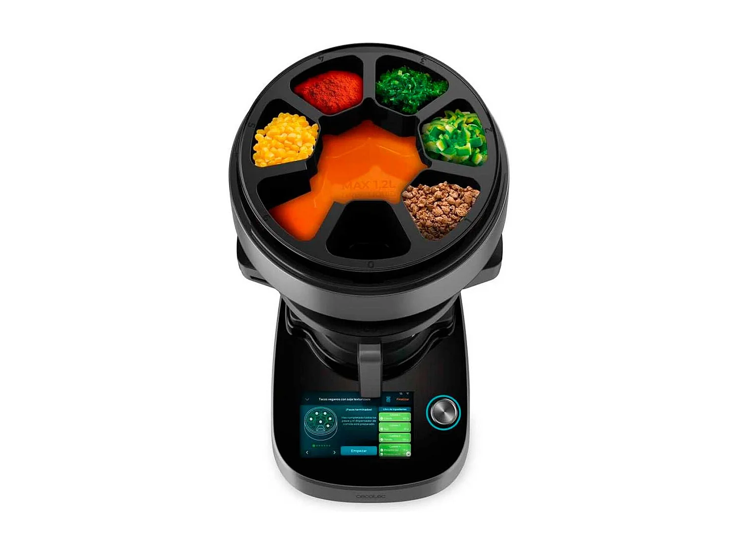 Cecotec Robô de cozinha multifunções com distribuidor de alimentos.