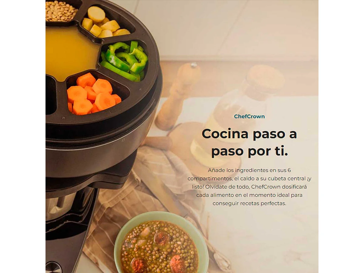 Robot de cocina Cecotec Mambo CooKing Total Gourmet 2200W ChefCrown 2 jarras WiFi inox