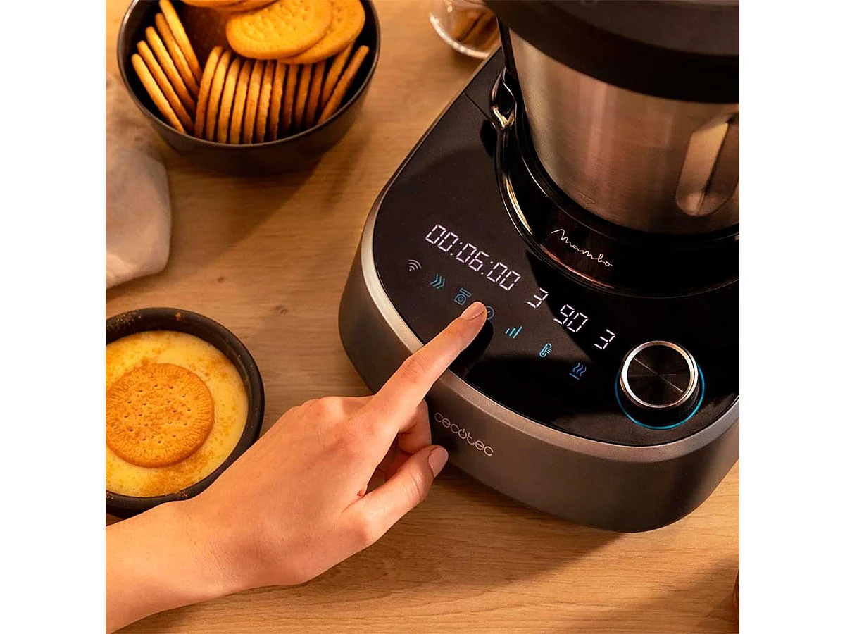 Cecotec Robô de cozinha com 37 funções, APP, balança e jarro de aço inoxidável apta para máquina da louça.