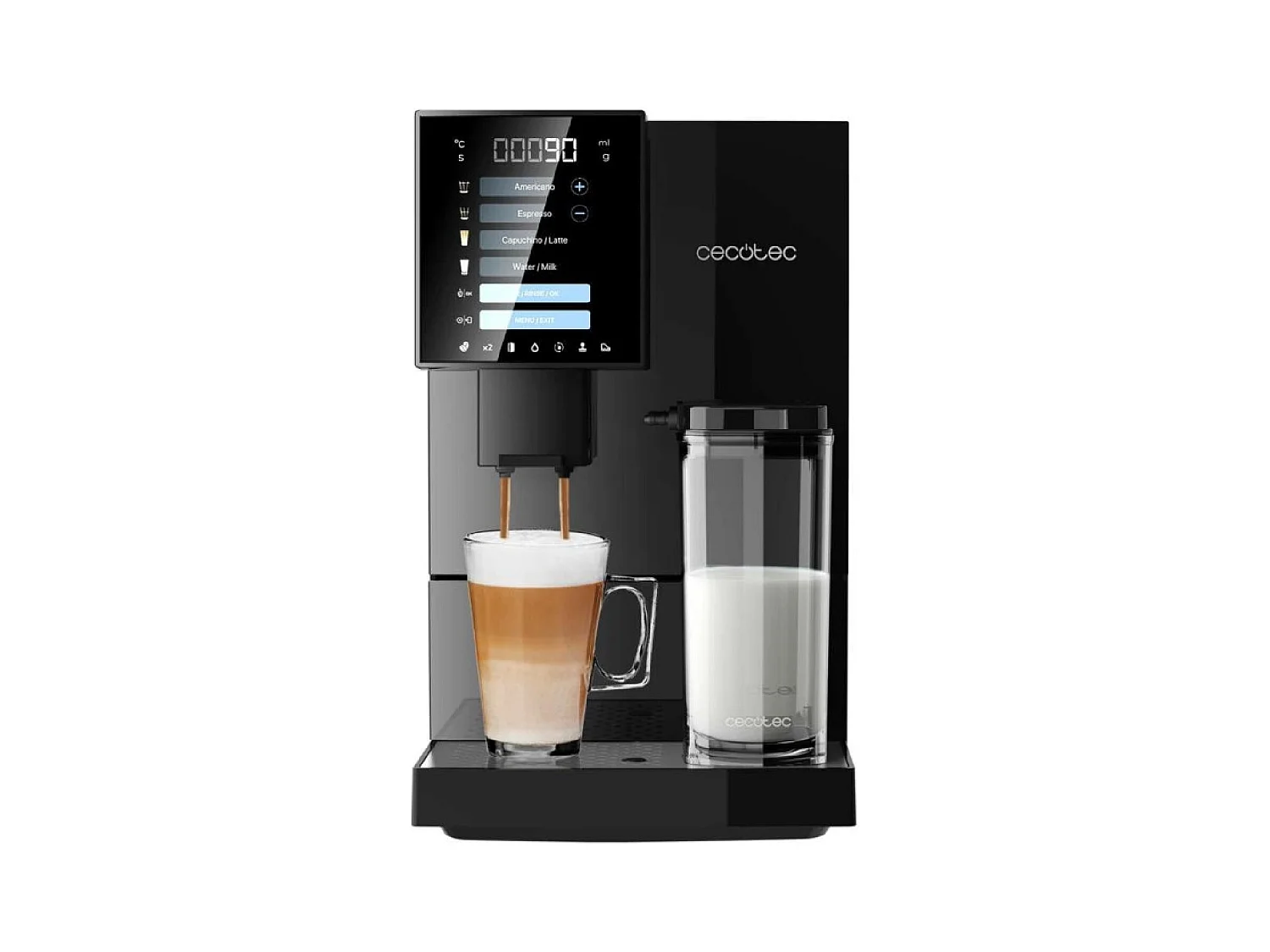 Cecotec Máquina de café superautomática compacta com 19 bares, depósito de leite e Thermoblock.
