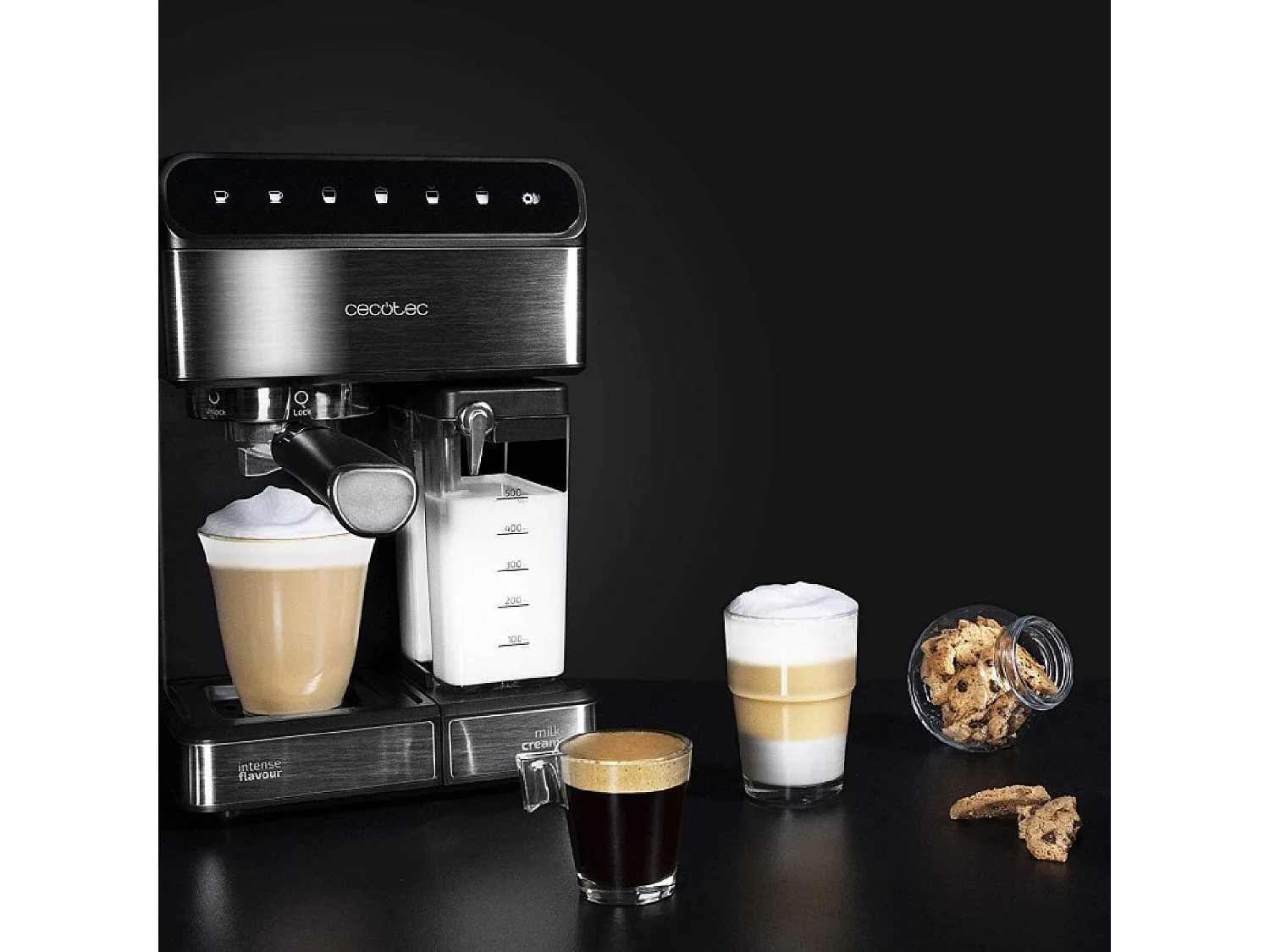 Cafetera semiautomática Cecotec Power Instant-ccino 20 Touch Nera 1350W 20 bares negro/inox