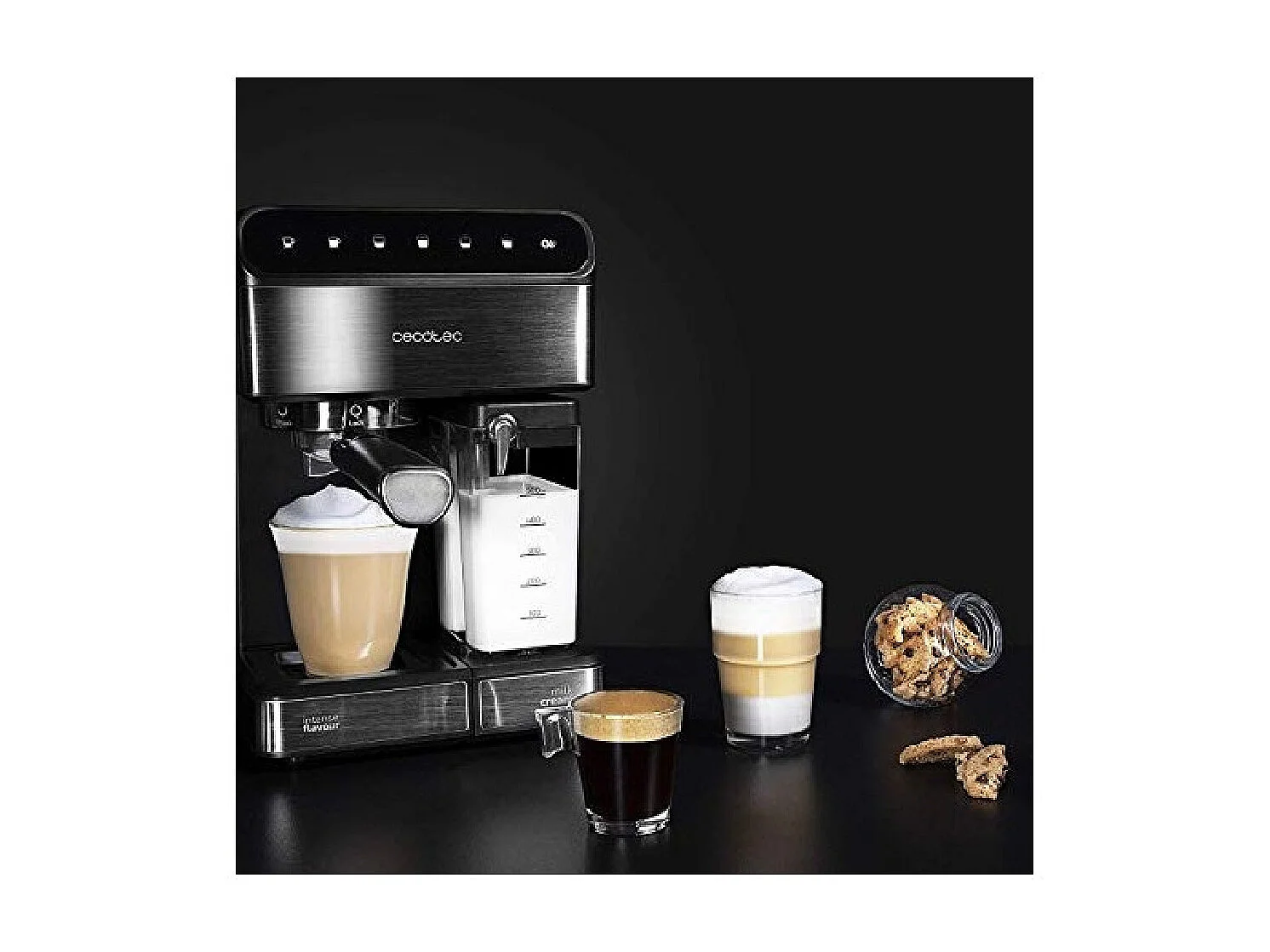 Cafetera semiautomática Cecotec Power Instant-ccino 20 Touch Nera 1350W 20 bares negro/inox