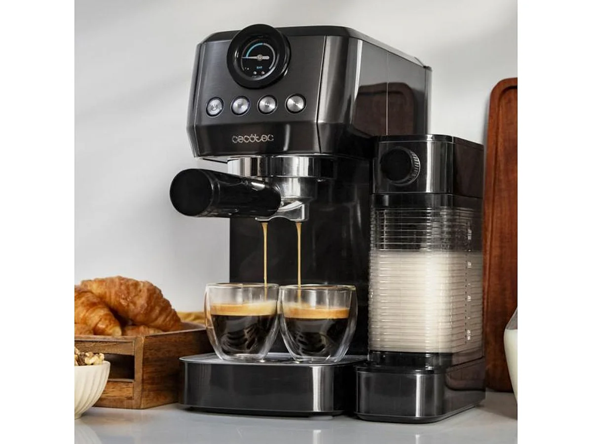 Cafetera espresso Cecotec Power Espresso 20 Steel Pro Latte con tanque de leche inox