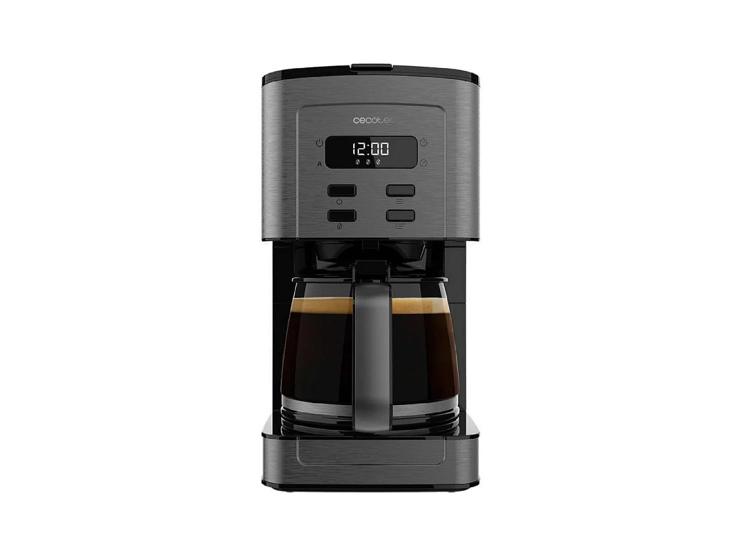 Cecotec Máquina de café de filtro digital, para 12 chávenas, com acabamentos em aço inoxidável e intensificador de aroma.