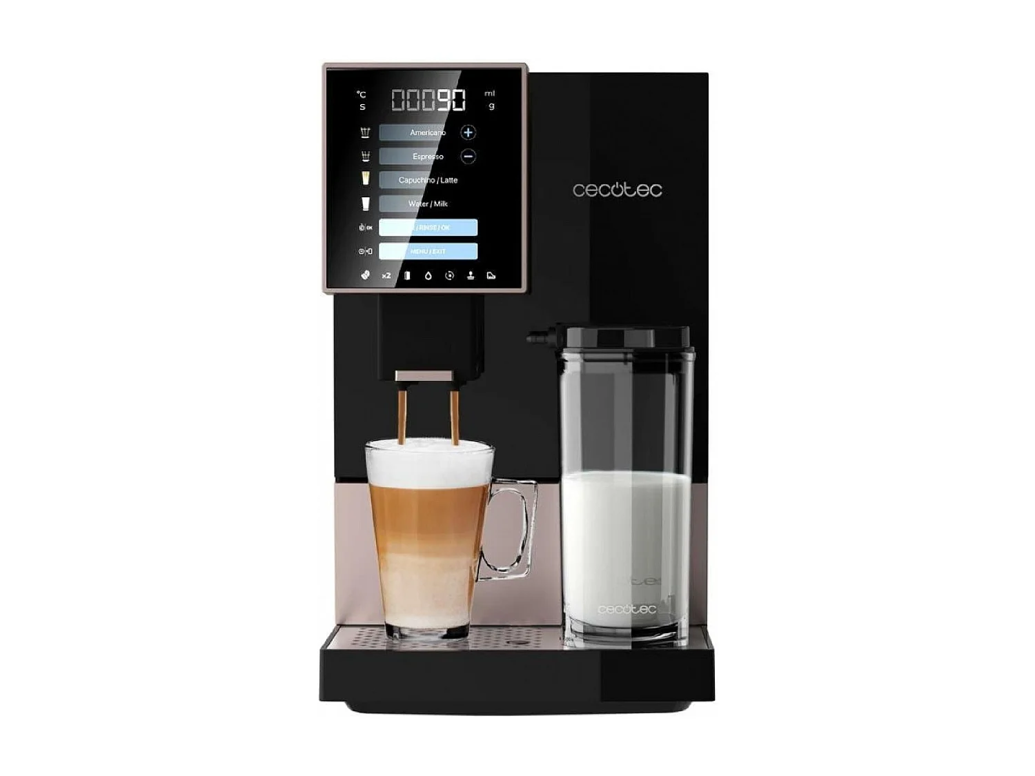 Cecotec Macchina da caffè superautomatica compatta da 19 bar, serbatoio del latte e sistema Thermoblock.