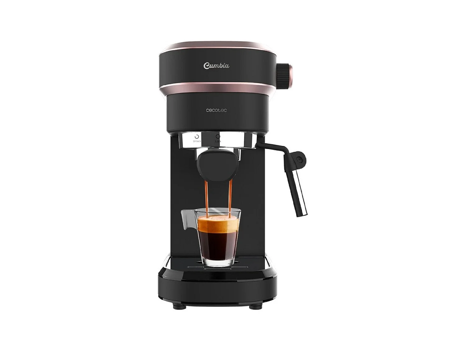 Cafetera Cecotec Cafelizzia 890 1350W 1,1L brazo portafiltros doble negro/rosa