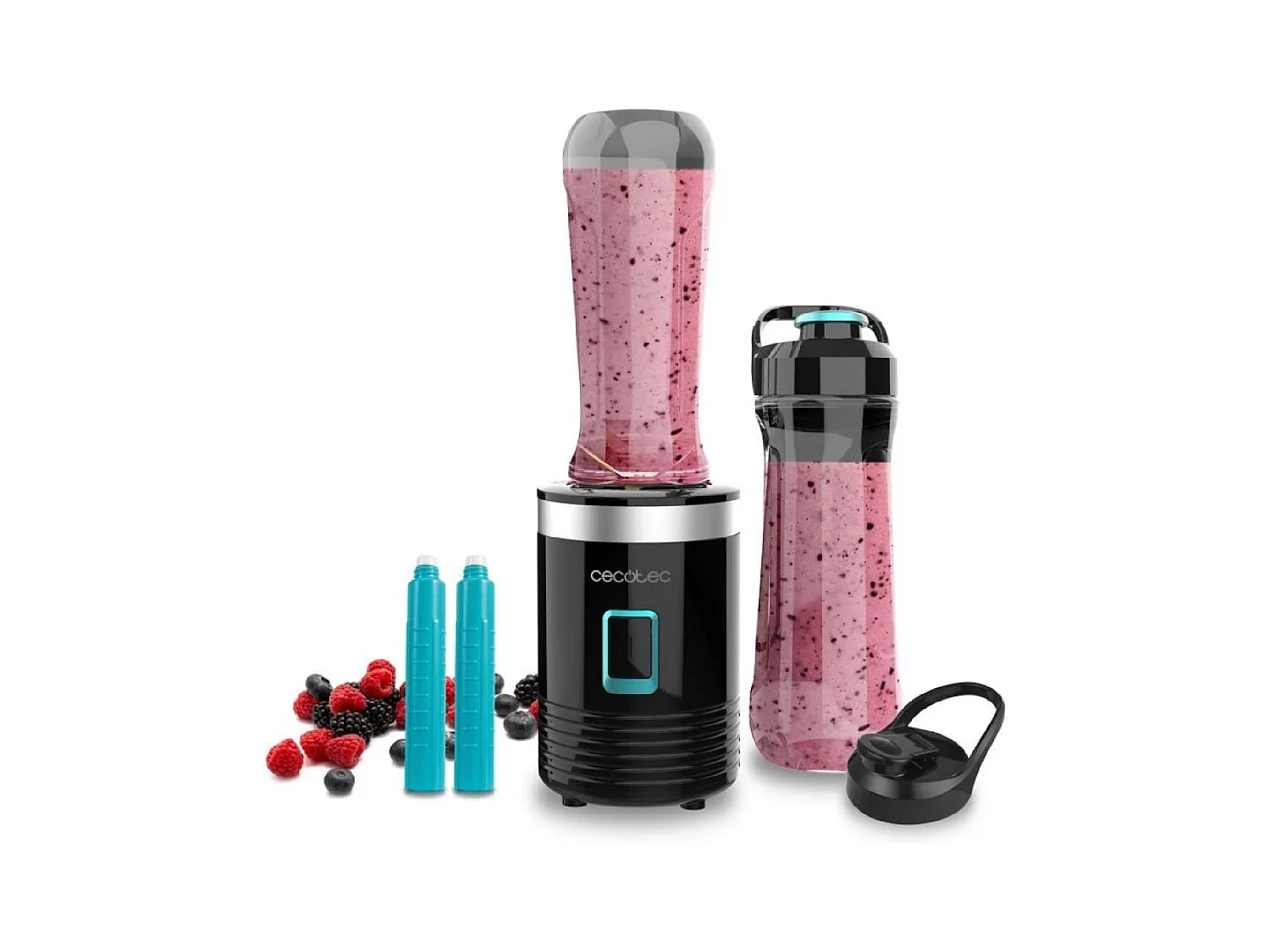 Cecotec Liquidificador de smoothies com copo portátil, 4 lâminas com revestimento de titânio preto e 500 W.