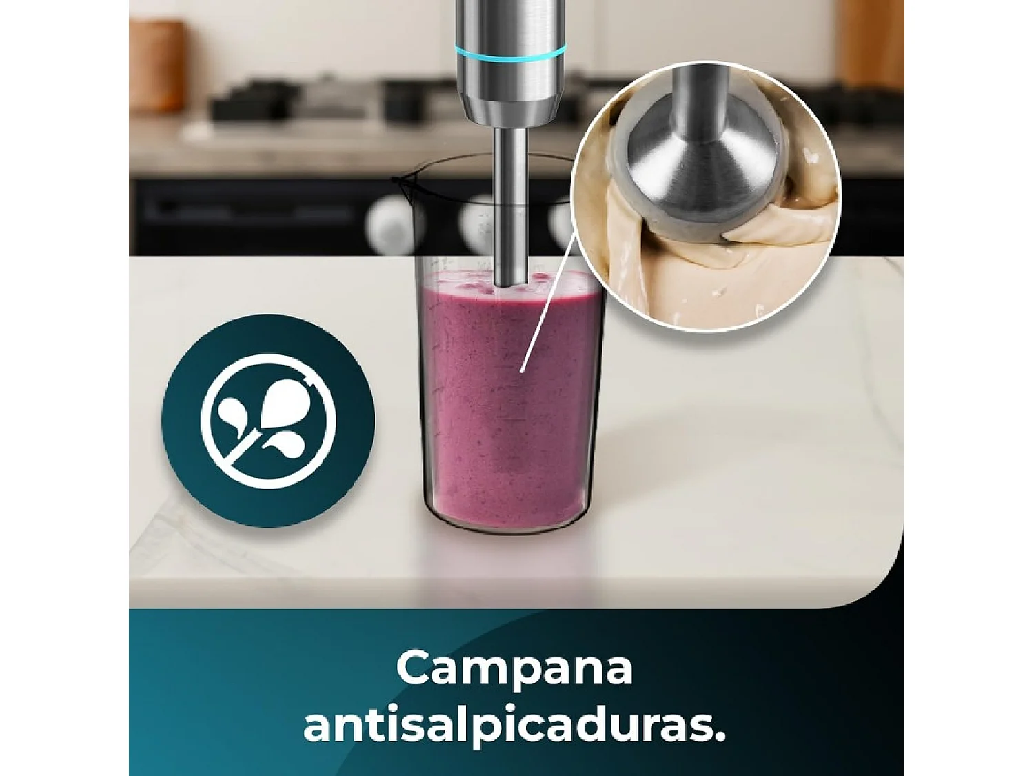 Batidora de mano Cecotec Power Neutron 1100MAX Cream&Crush 1100W con accesorios inox