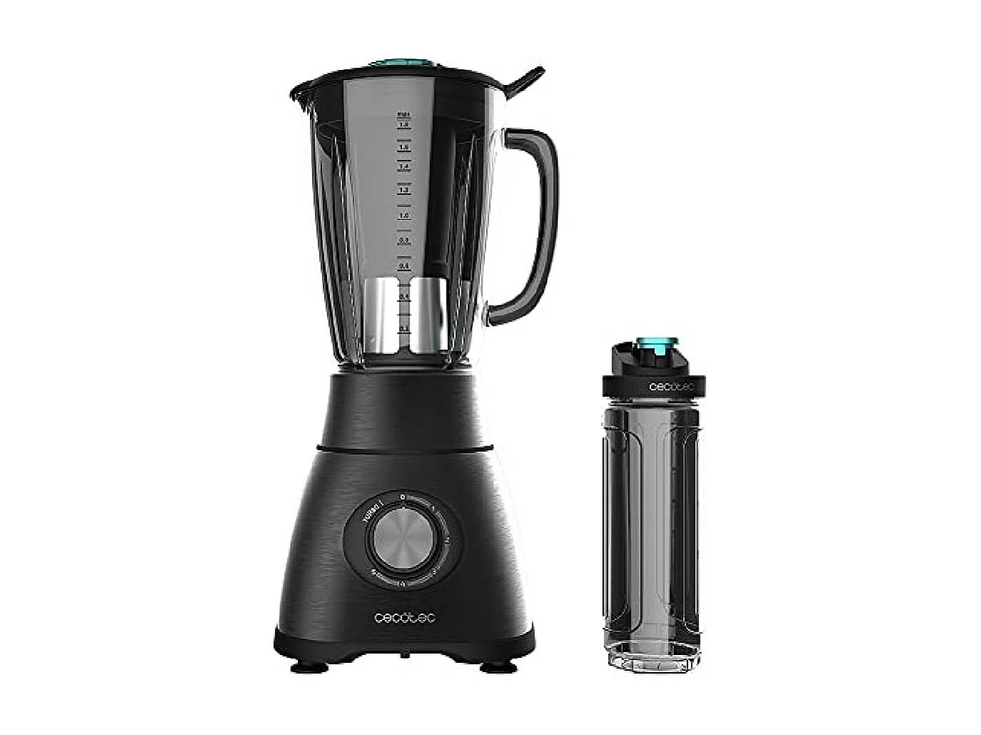 Cecotec Mixeur-blender Power Black Titanium 1800 Go de 1800 W, Noir. avec une lame de 6 feuilles revêtues en titane. Capacité de 1,8 L. 5 vitesses et vitesse turbo