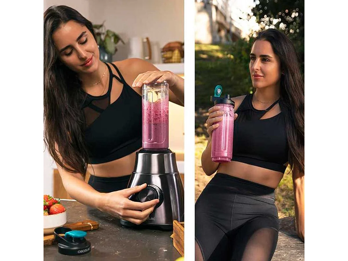 Cecotec Mixeur-blender Power Black Titanium 1800 Go de 1800 W, Noir. avec une lame de 6 feuilles revêtues en titane. Capacité de 1,8 L. 5 vitesses et vitesse turbo