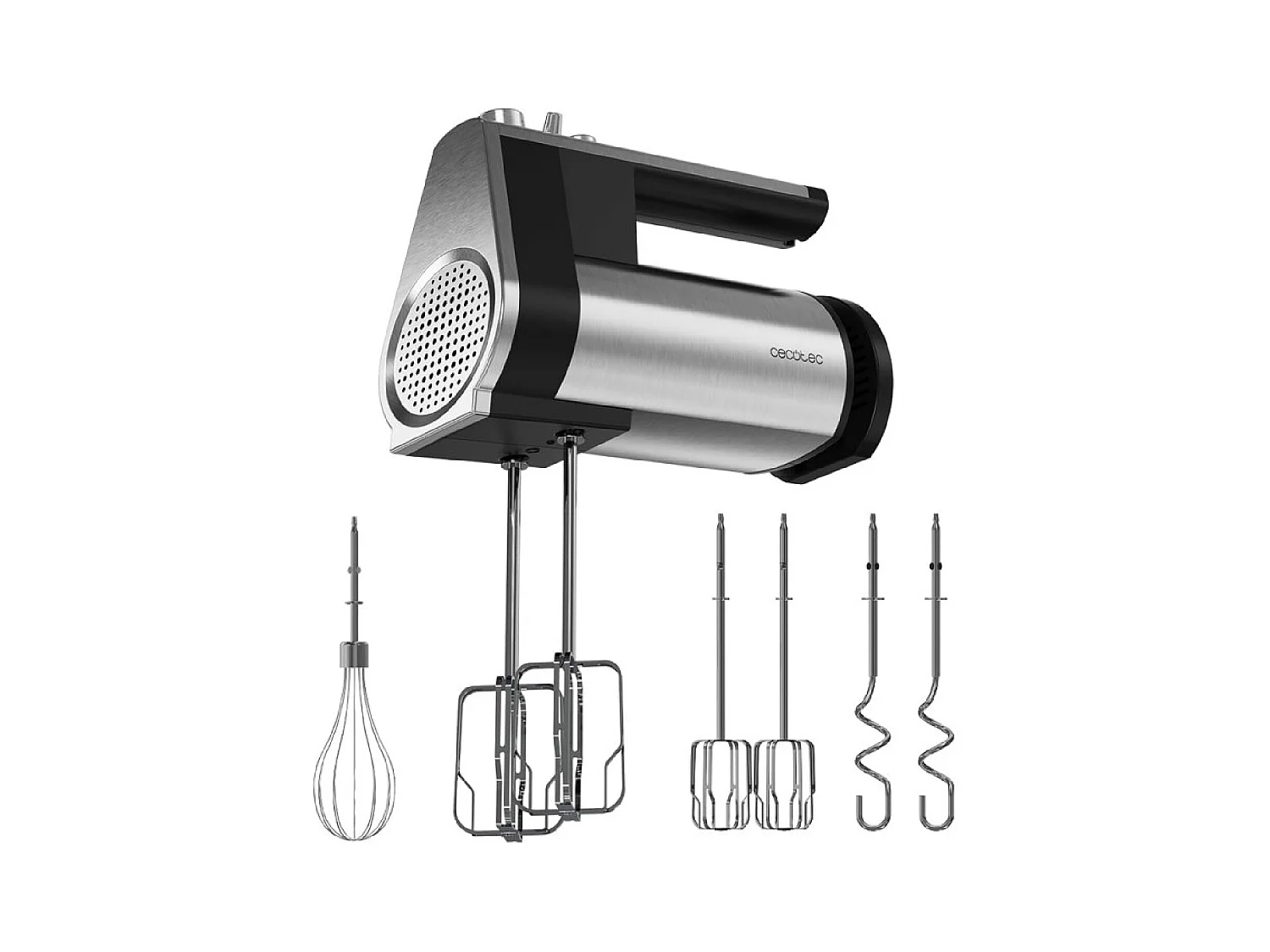 Batidora de varillas Cecotec PowerTwist 500 Full Steel 500W 5 velocidades negro/inox
