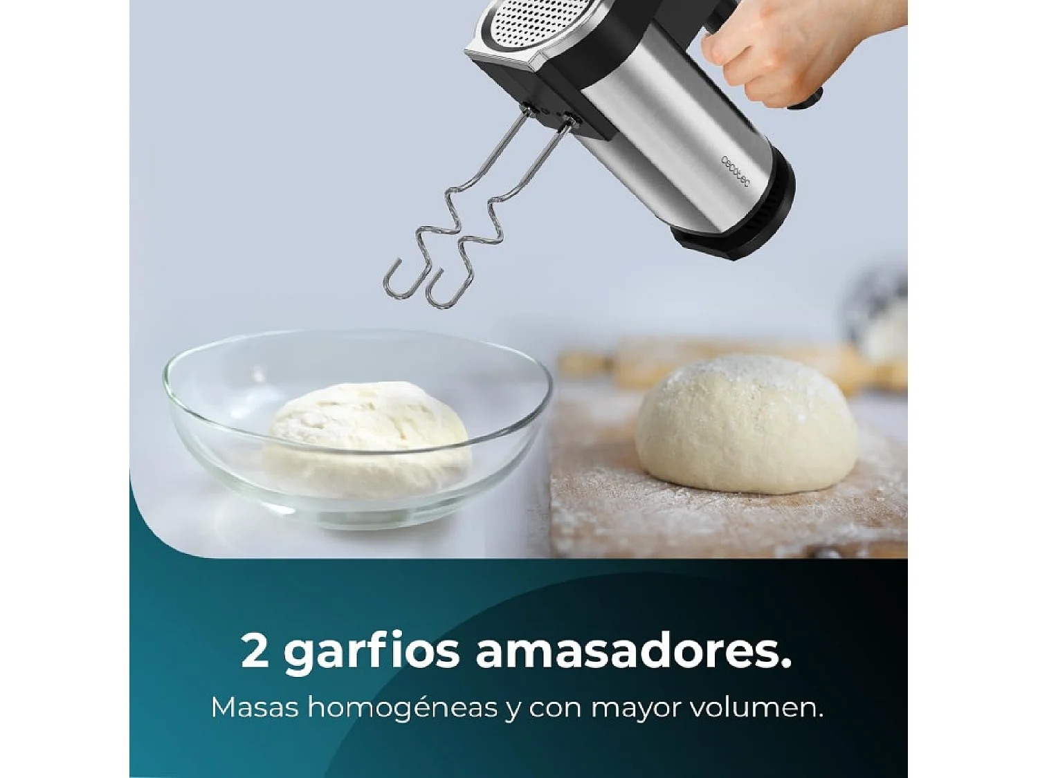 Cecotec Batedeira de varas com 500 W, 5 níveis de velocidade mais função Turbo e três acessório de aço inoxidável.