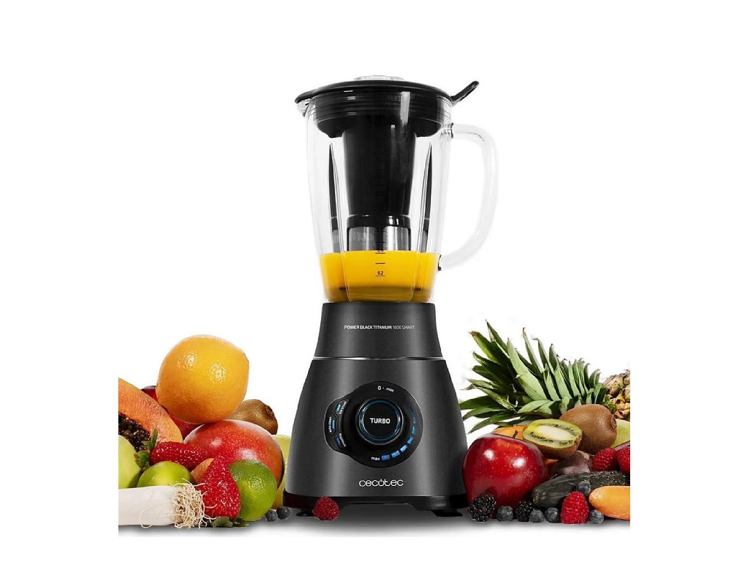 Cecotec Liquidificador americano de copo de 2500 W com lâmina de 6 folhas com revestimento de titânio preto, 3 programas e jarro termorresistente de 1,8 l.