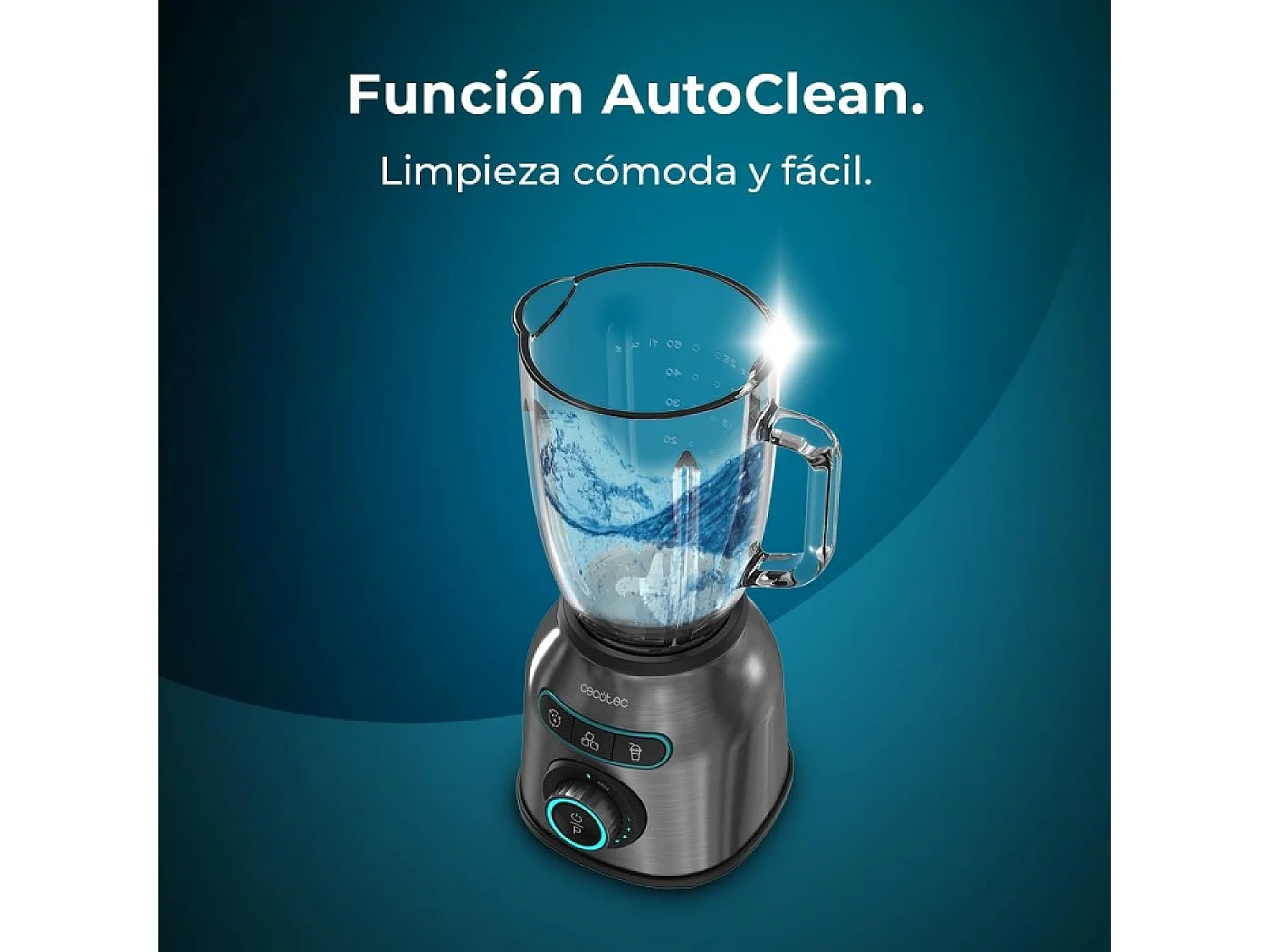 Cecotec Mixeur Blender Power Black Titanium 2200MAX Prodigy. 2200 W, 6 Lames en Acier Inoxydable, Hache-glace, Fonction Turbo, Fonction Smoothie, Fonction AutoClean