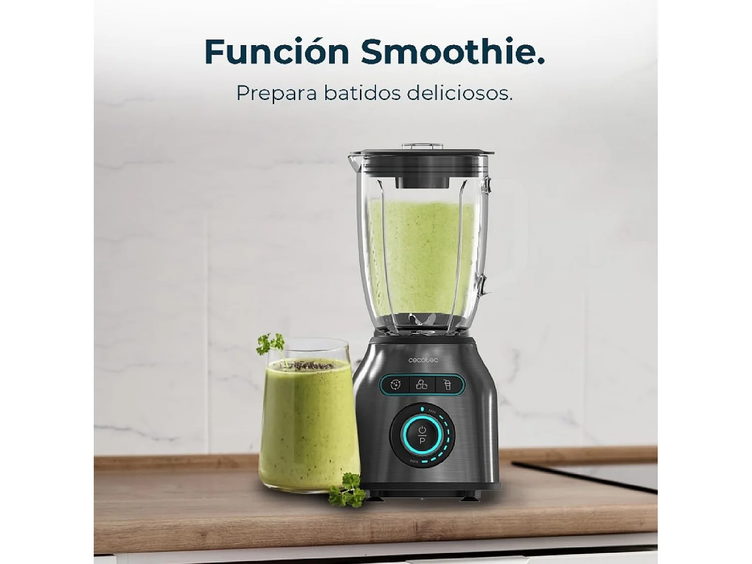 Cecotec Mixeur Blender Power Black Titanium 2200MAX Prodigy. 2200 W, 6 Lames en Acier Inoxydable, Hache-glace, Fonction Turbo, Fonction Smoothie, Fonction AutoClean