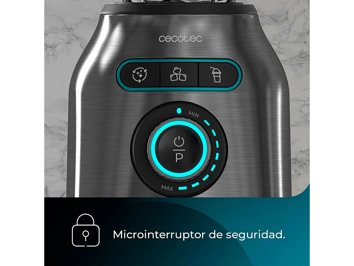 Cecotec Mixeur Blender Power Black Titanium 2200MAX Prodigy. 2200 W, 6 Lames en Acier Inoxydable, Hache-glace, Fonction Turbo, Fonction Smoothie, Fonction AutoClean