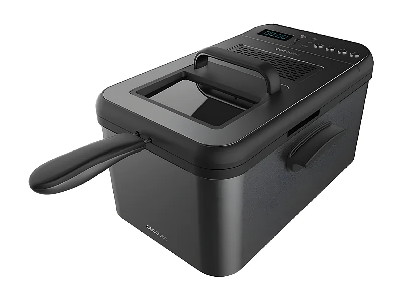 Freidora de Aceite de 3,2 Litros Cleanfry Luxury 3000 Dark. 2400 W, Acero Inoxidable tintado en Negro, 5 Programas Preestablecidos, Filtro OilClean