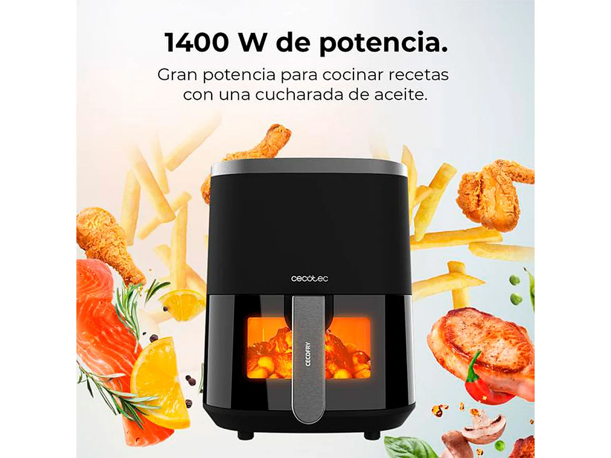 Cecotec Fritadeira dietética digital de 1400 W, 4 l de capacidade e janela de visualização para controlar as suas elaborações.