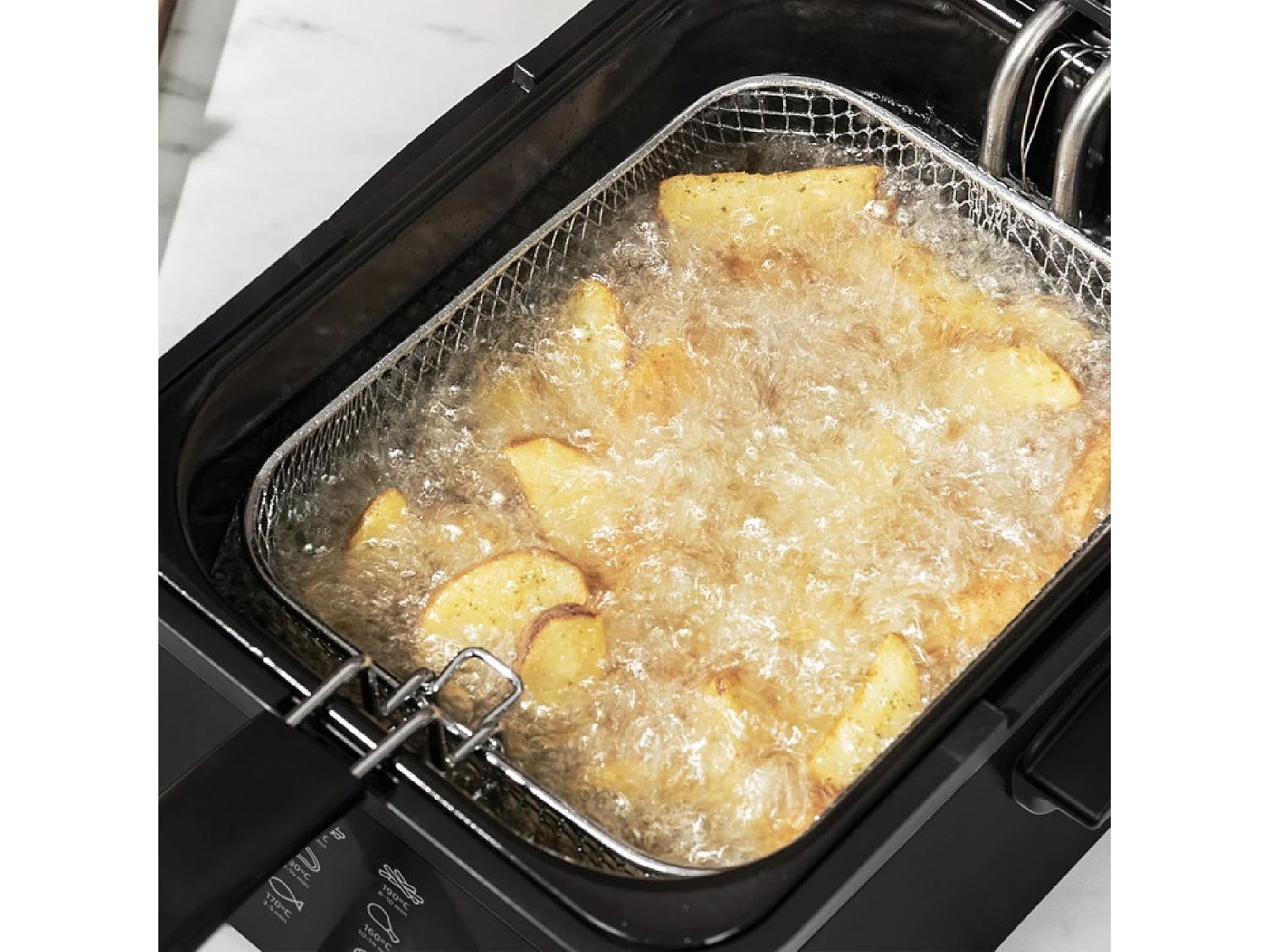 Freidora eléctrica CleanFry Infinity 3000 Black freidora de 3 litros de Capacidad de Aceite, Filtro OilCleaner, 2400 W, Temporizador de 30 Minutos, Negro.