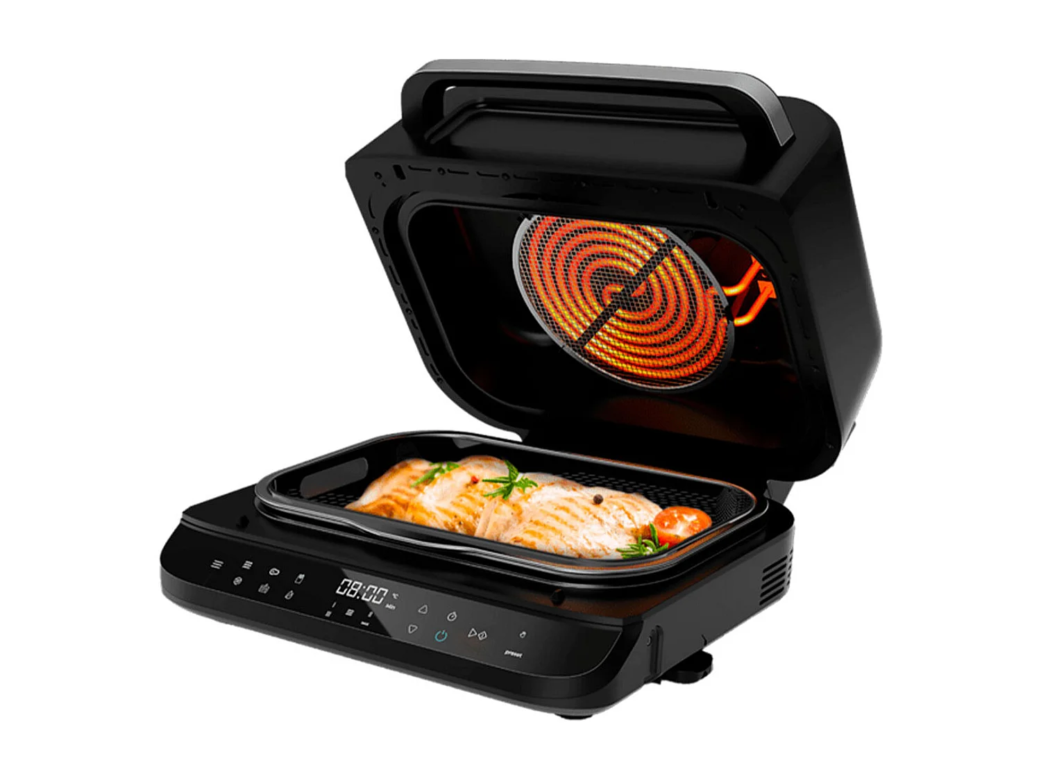 Cecotec Fritadeira de ar de 2400 W com 6 modos de cozedura e 4 posições de grelhador.