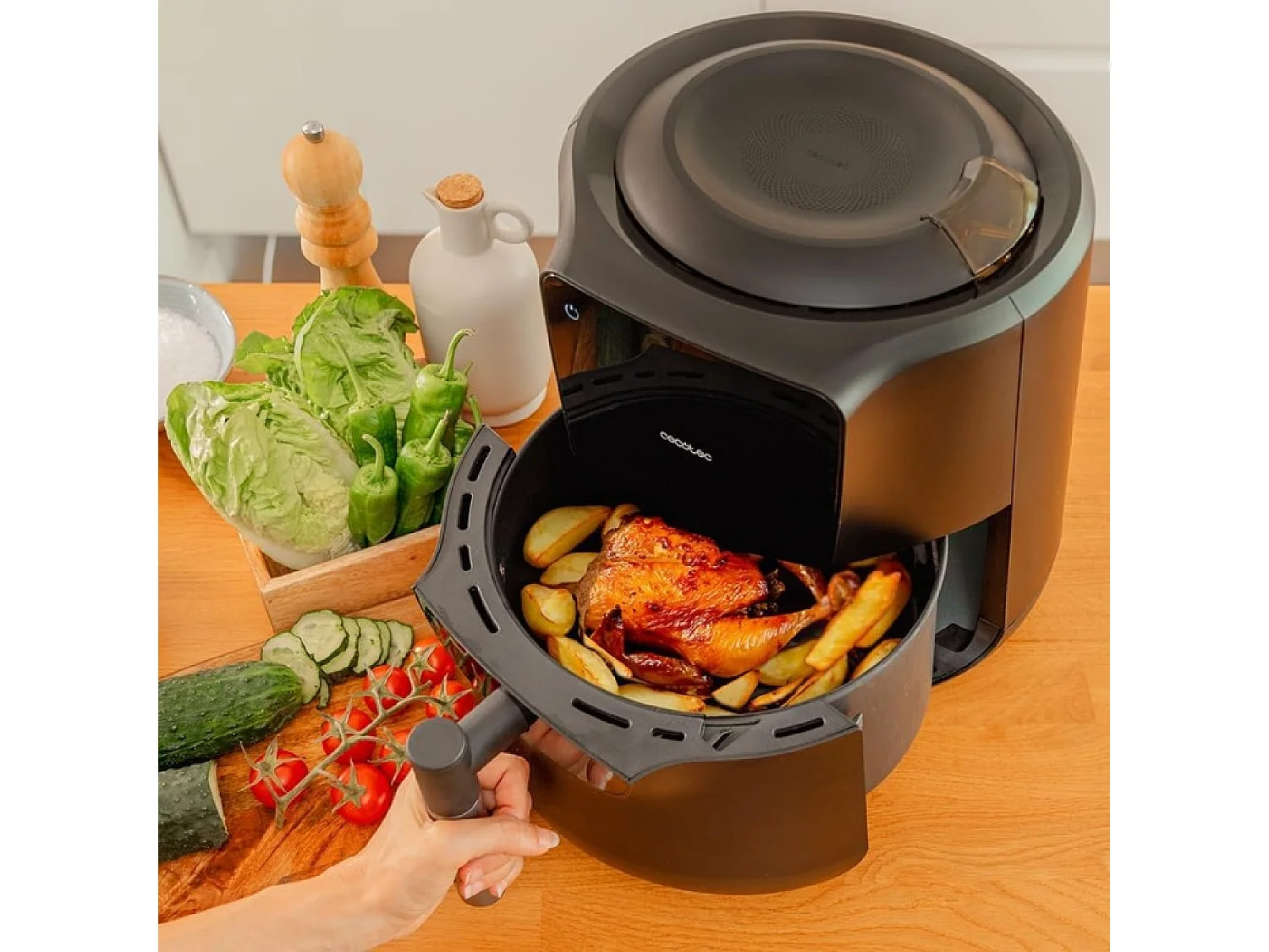 Freidora de aire Cecotec Cecofry Rain 5,5L 1550W 7 niveles de cocción negro