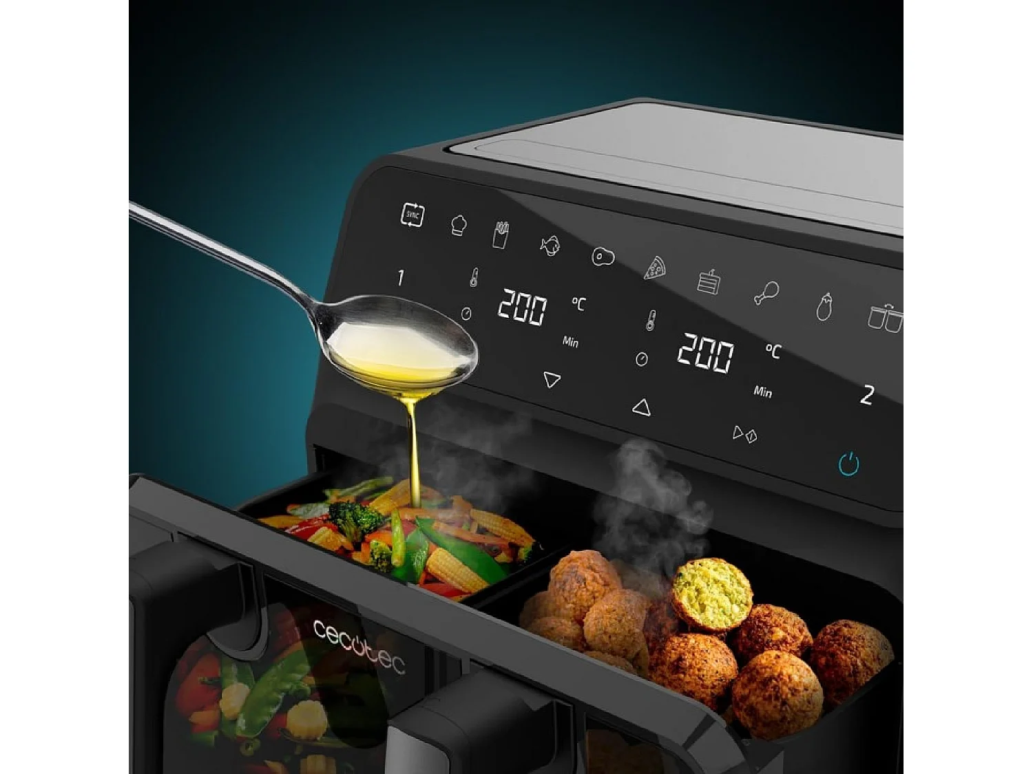 Cecotec 04986 friteuse Unique 9 L Autonome 2850 W Friteuse d’air chaud Noir