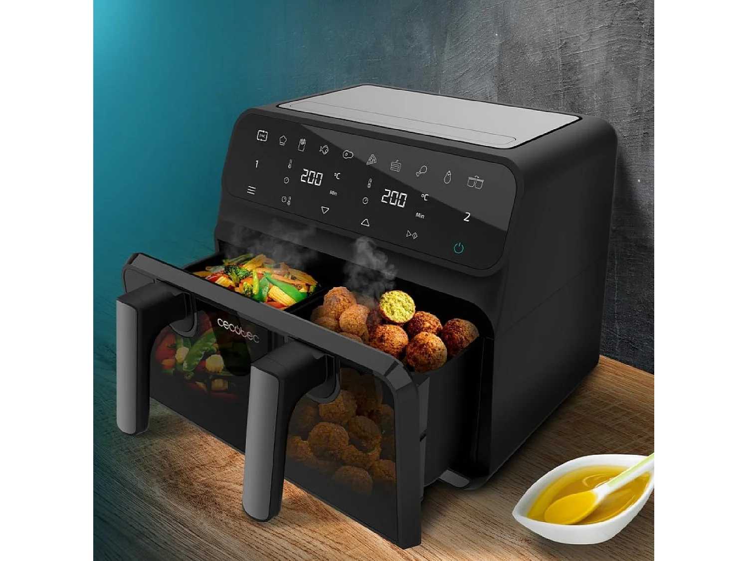 Cecotec 04986 friteuse Unique 9 L Autonome 2850 W Friteuse d’air chaud Noir