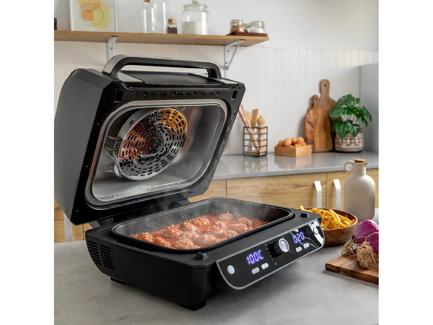 Cecotec Fritadeira de ar grill de 1700 W, 12 modos de cozedura e 4 posições de grill.