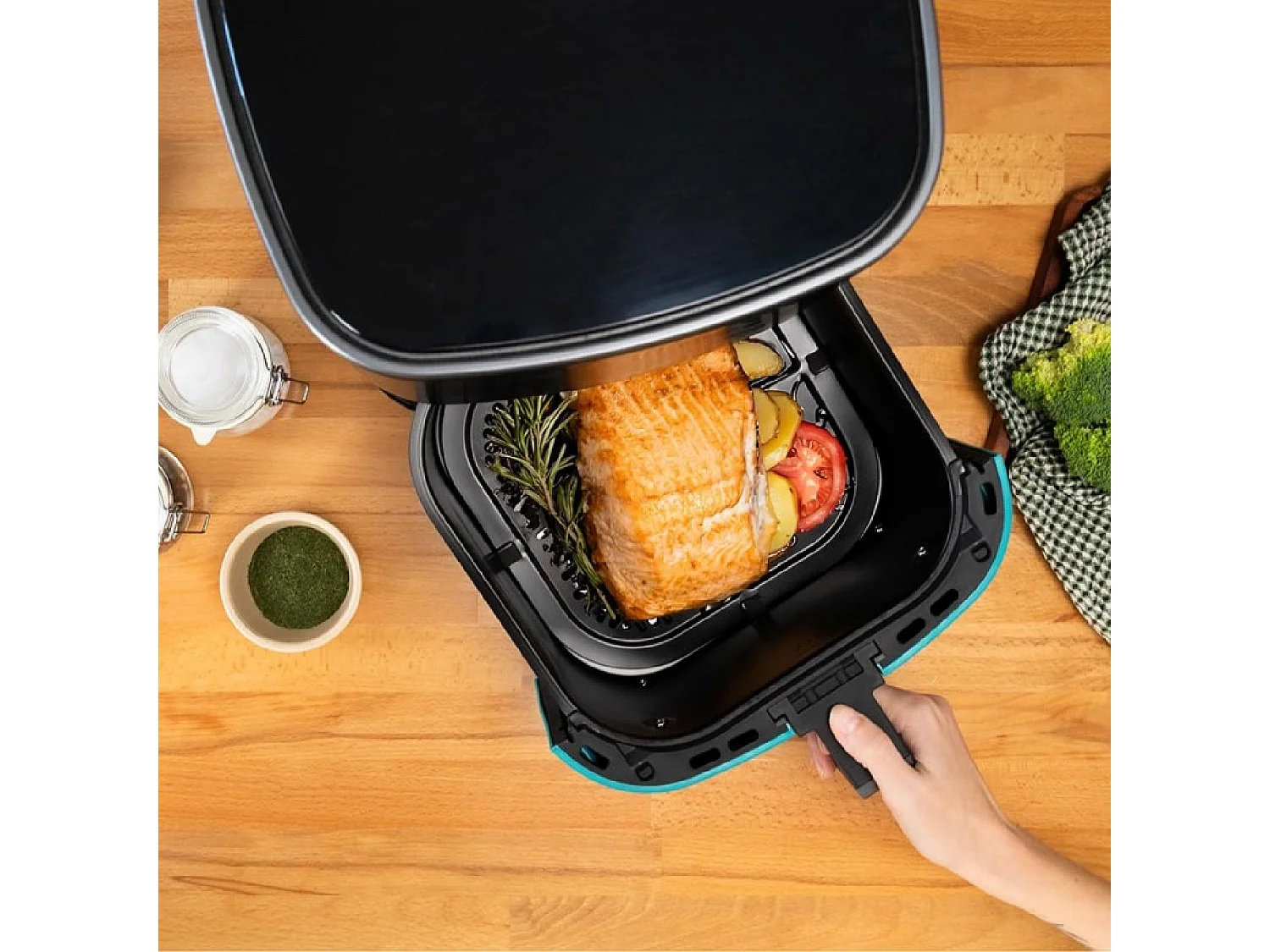 Cecotec Fritadeira dietética digital de 1500 W, 5,5 l de capacidade, acabamentos em aço inoxidável e pacote de acessórios.