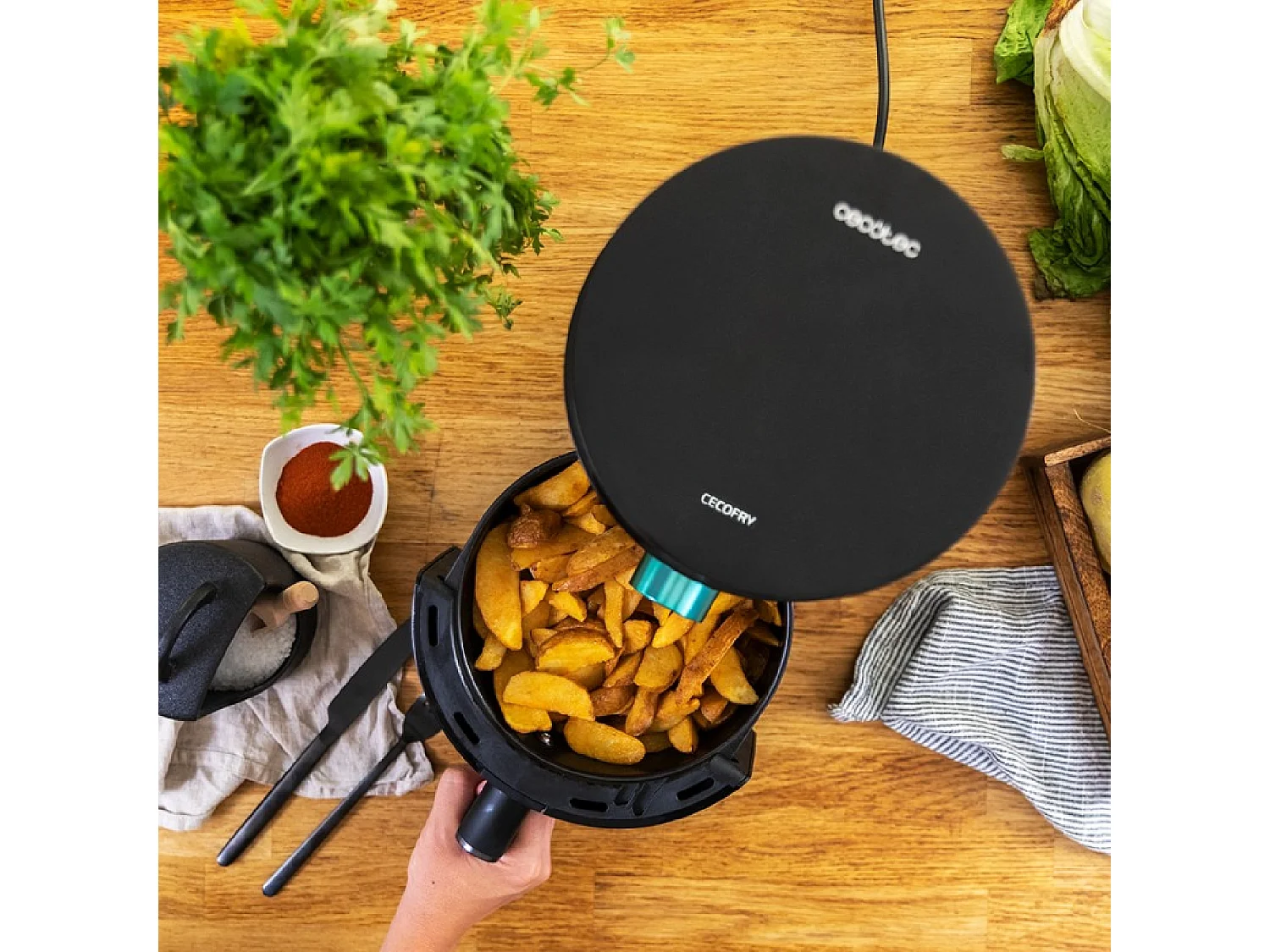 Freidora Sin Aceite 2,5 L de Aire Caliente Cecofry Essential Rapid MoonTouch. 1200 W, Dietética, Pantalla Digital, Control Táctil, Tiempo Regulable, 80ºC - 200 ºC