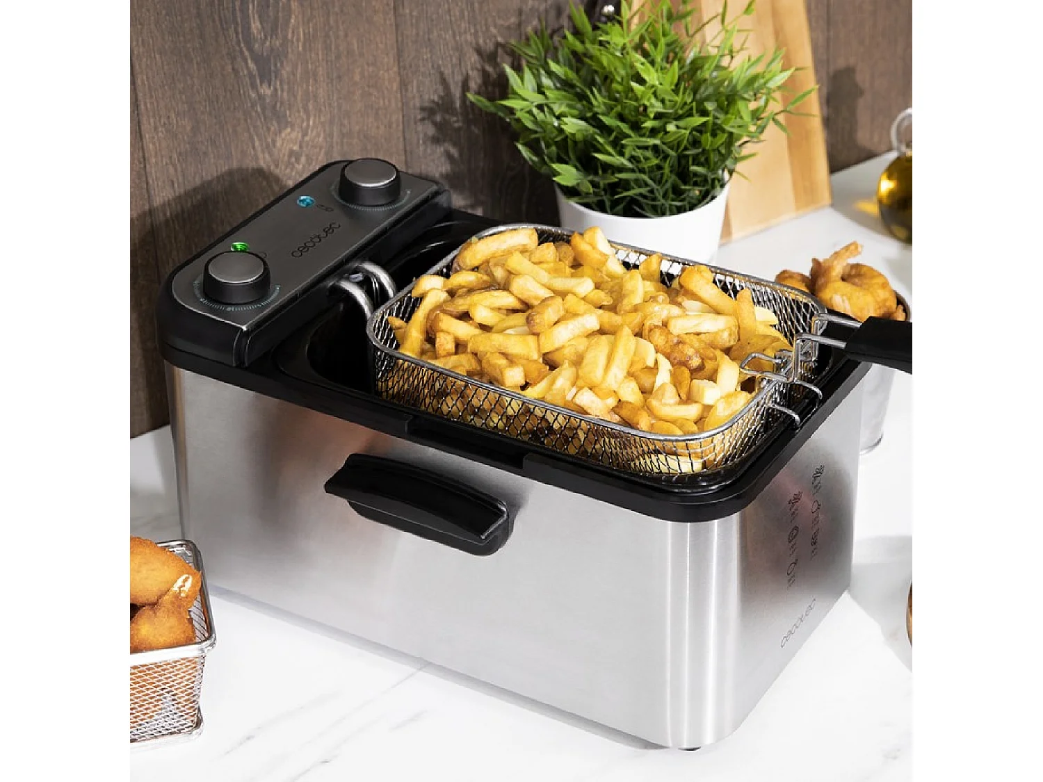 Cecotec Friteuse Électrique CleanFry Infinity 3000, Noir. 3 L, Jusqu’à 190 ºC, Minuterie, Cuve Émaillée qui convient au Lave-vaisselle, Filtre OilCleaner, 2400W.