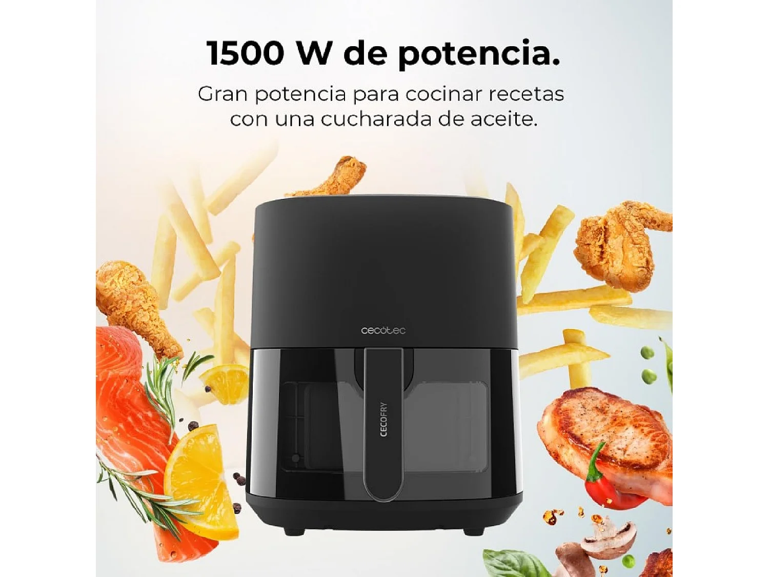 Cecotec Fritadeira dietética digital de 1500 W, 5,5 l de capacidade e janela de visualização para controlar as suas elaborações.