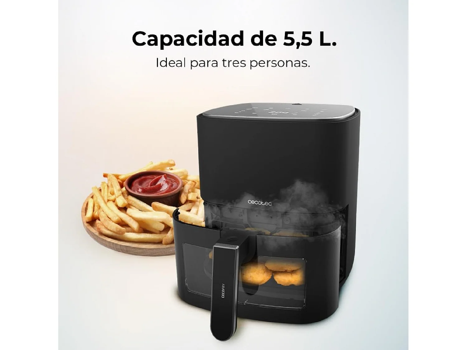 Cecotec Fritadeira dietética digital de 1500 W, 5,5 l de capacidade e janela de visualização para controlar as suas elaborações.