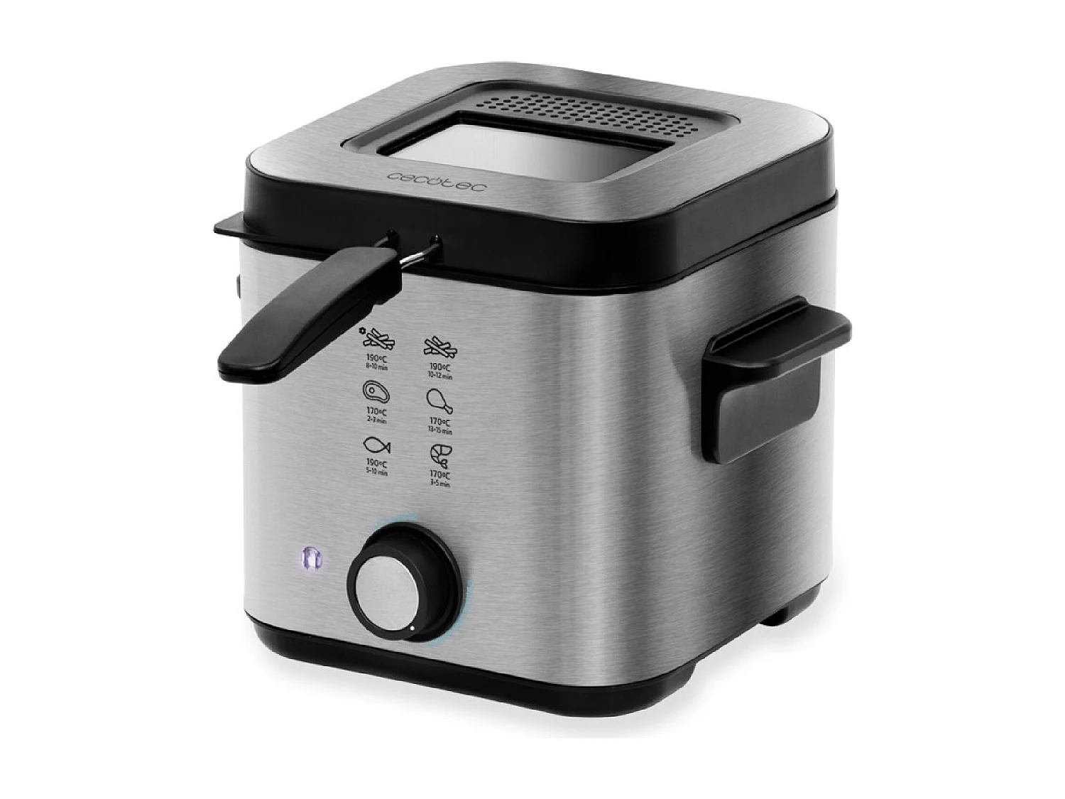 Cecotec Friteuse Électrique CleanFry Infinity 1500. 1.5 L, Jusqu’à 190 ºC, Cuve émaillée, Filtre OilCleaner, Finition en Noir, 900 W.