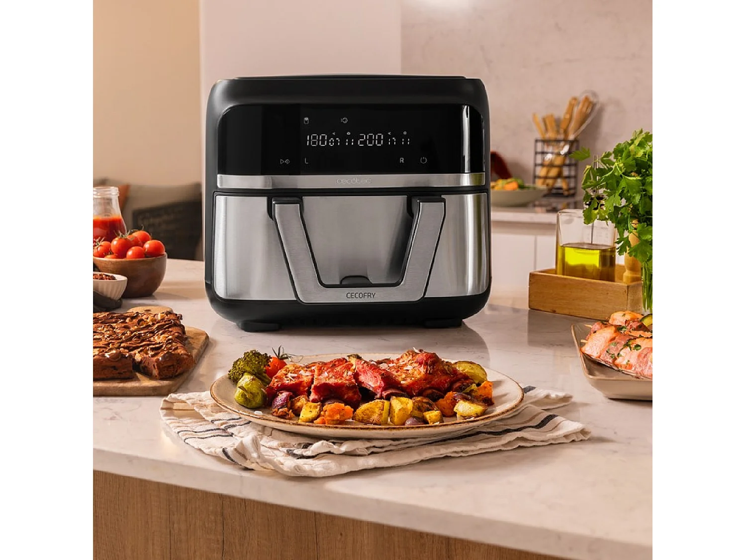 Freidora de aire Cecotec Cecofry Dual 9000 2850W 9L gris/negro