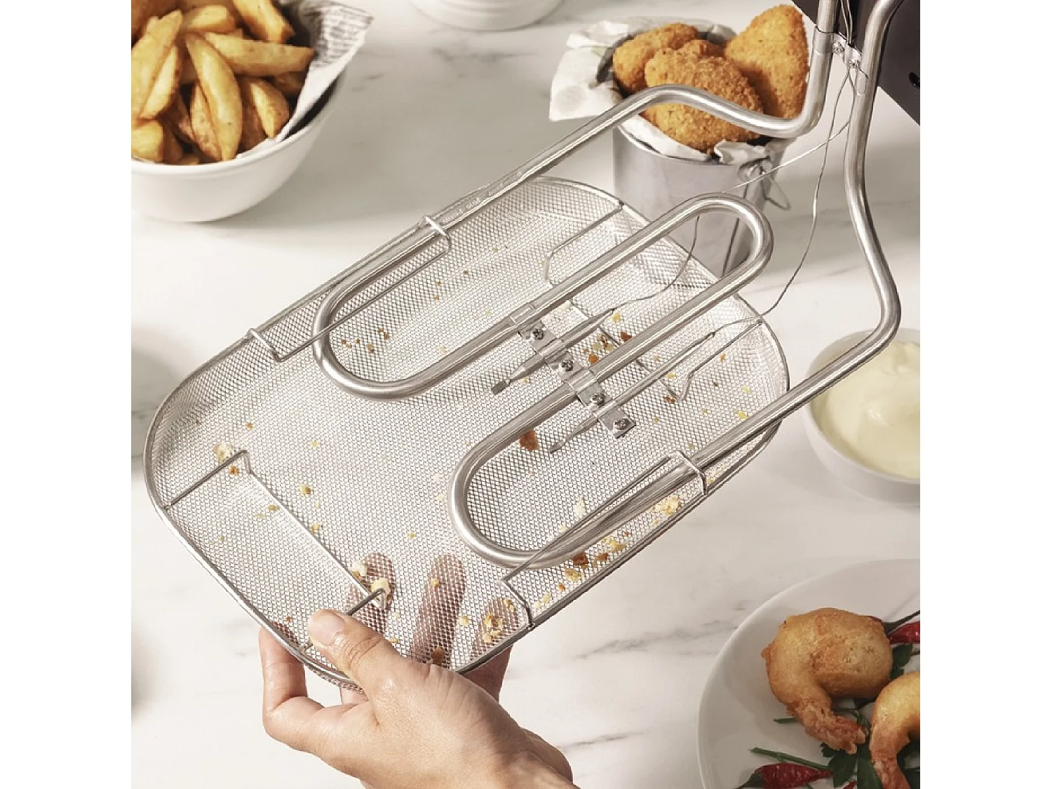 Cecotec Friteuse Électrique CleanFry 3000 Full Inox. 3L, Jusqu’à 190 ºC, Minuterie 30min, Cuve Émaillée qui convient au Lave-vaisselle, Filtre OilCleaner, 2400W.
