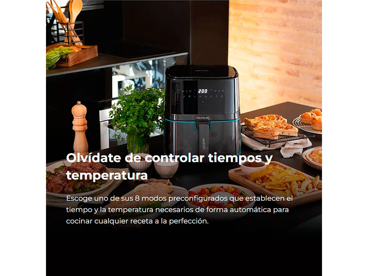 Freidora de aire Cecotec Cecofry Full lnoxBlack 5500 Pro 1700W 5,5L 8 modos de cocinado negro/inox