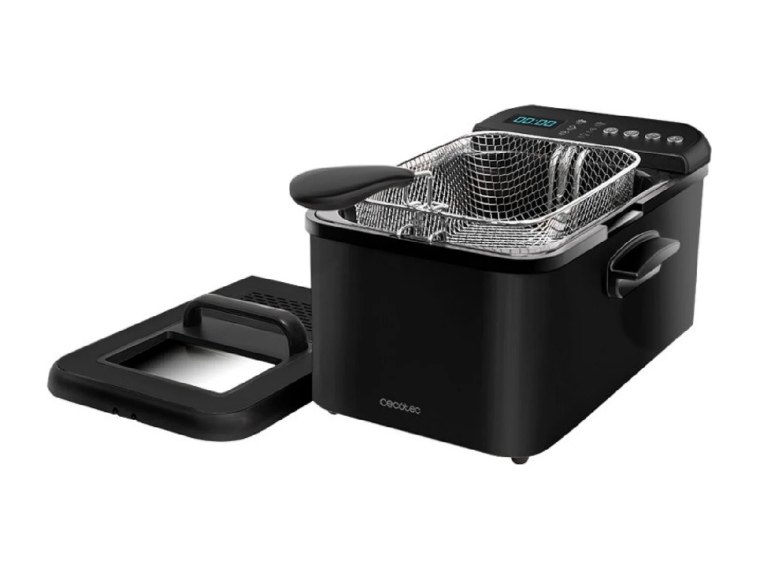 Freidora de Aceite de 3,2 Litros Cleanfry Luxury 3000 Black. 2400 W, Acero Inoxidable lacado en Negro, 5 Programas Preestablecidos, Filtro OilClean