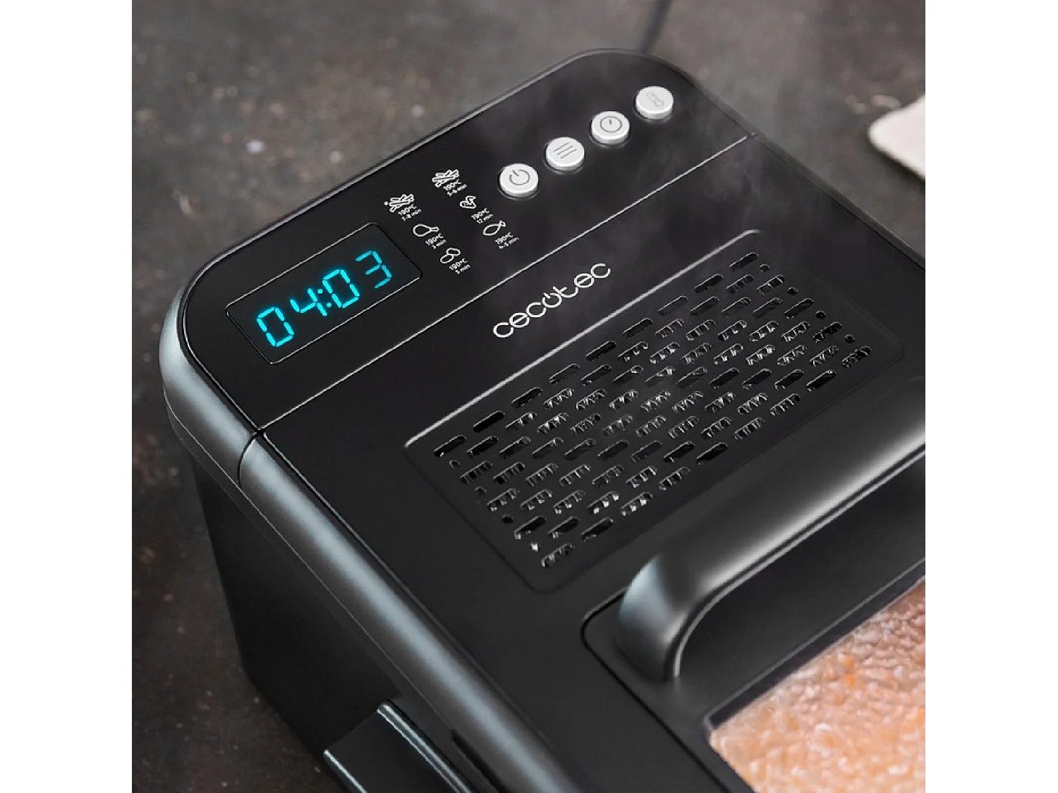 Freidora de Aceite de 3,2 Litros Cleanfry Luxury 3000 Black. 2400 W, Acero Inoxidable lacado en Negro, 5 Programas Preestablecidos, Filtro OilClean