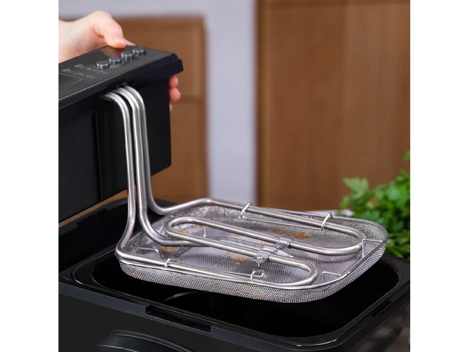 Freidora de Aceite de 3,2 Litros Cleanfry Luxury 3000 Black. 2400 W, Acero Inoxidable lacado en Negro, 5 Programas Preestablecidos, Filtro OilClean