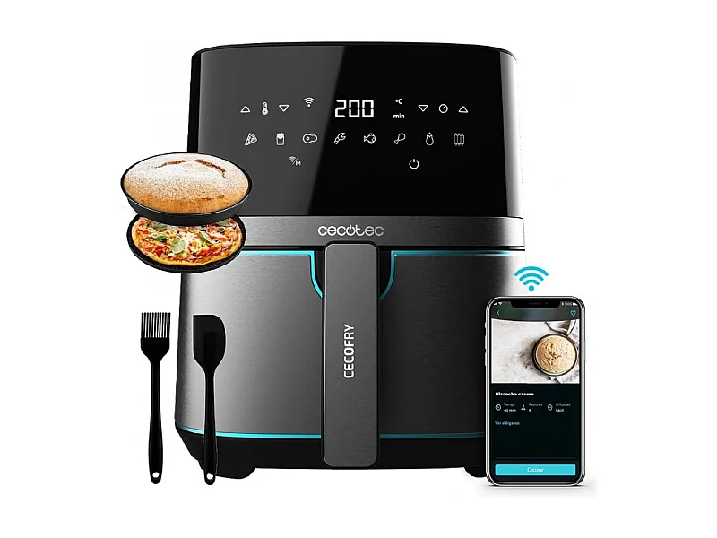 Heißluftfritteuse Cecofry Full InoxBlack 5500 Connected Pack Cecotec