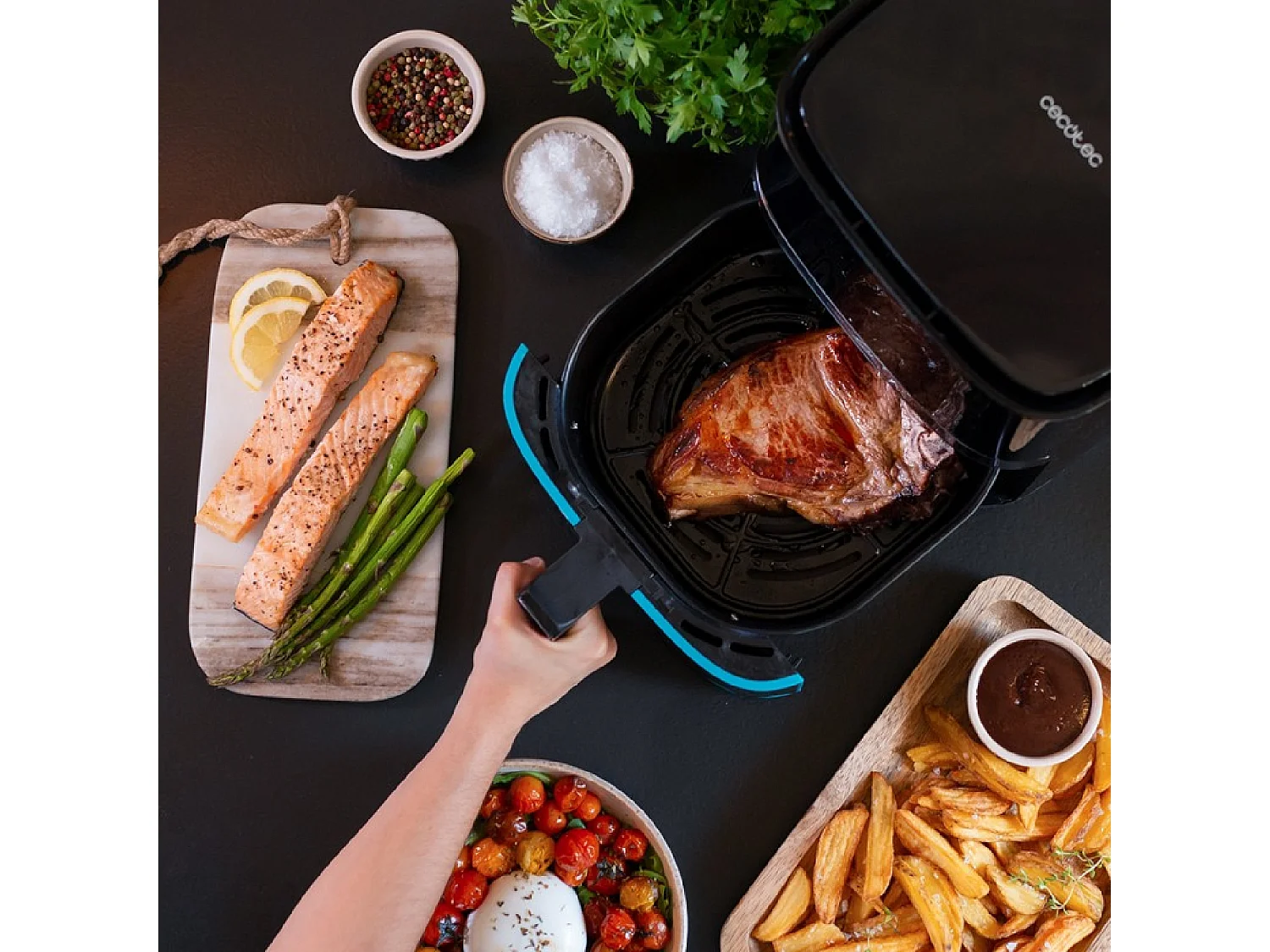 Friggitrice senza olio Cecofry Full InoxBlack 5500 Pro Accesorios Cecotec