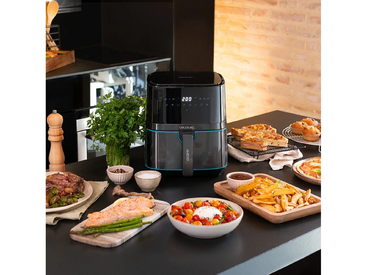 Cecotec Fritadeira de dieta digital, com acabamentos em aço inoxidável, sem óleo, de 5,5 L de capacidade, com tecnologia PerfectCook.